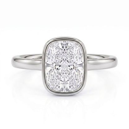 Women's Elegant Ice-Cut Cushion Bezel Ring