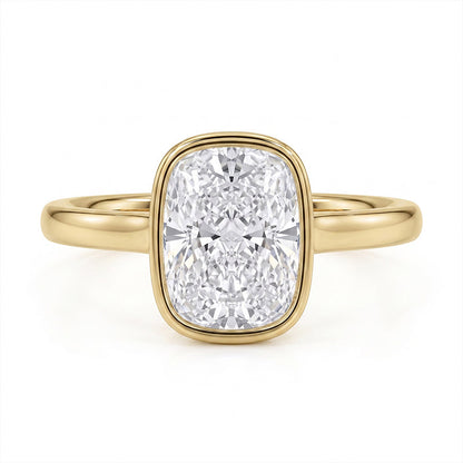 Women's Elegant Ice-Cut Cushion Bezel Ring