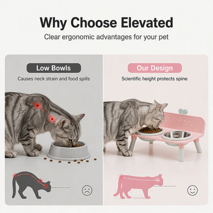 Elevated Detachable Pet Double Bowls