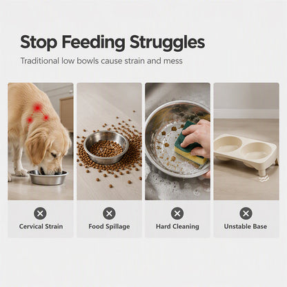 Elevated Detachable Pet Double Bowls