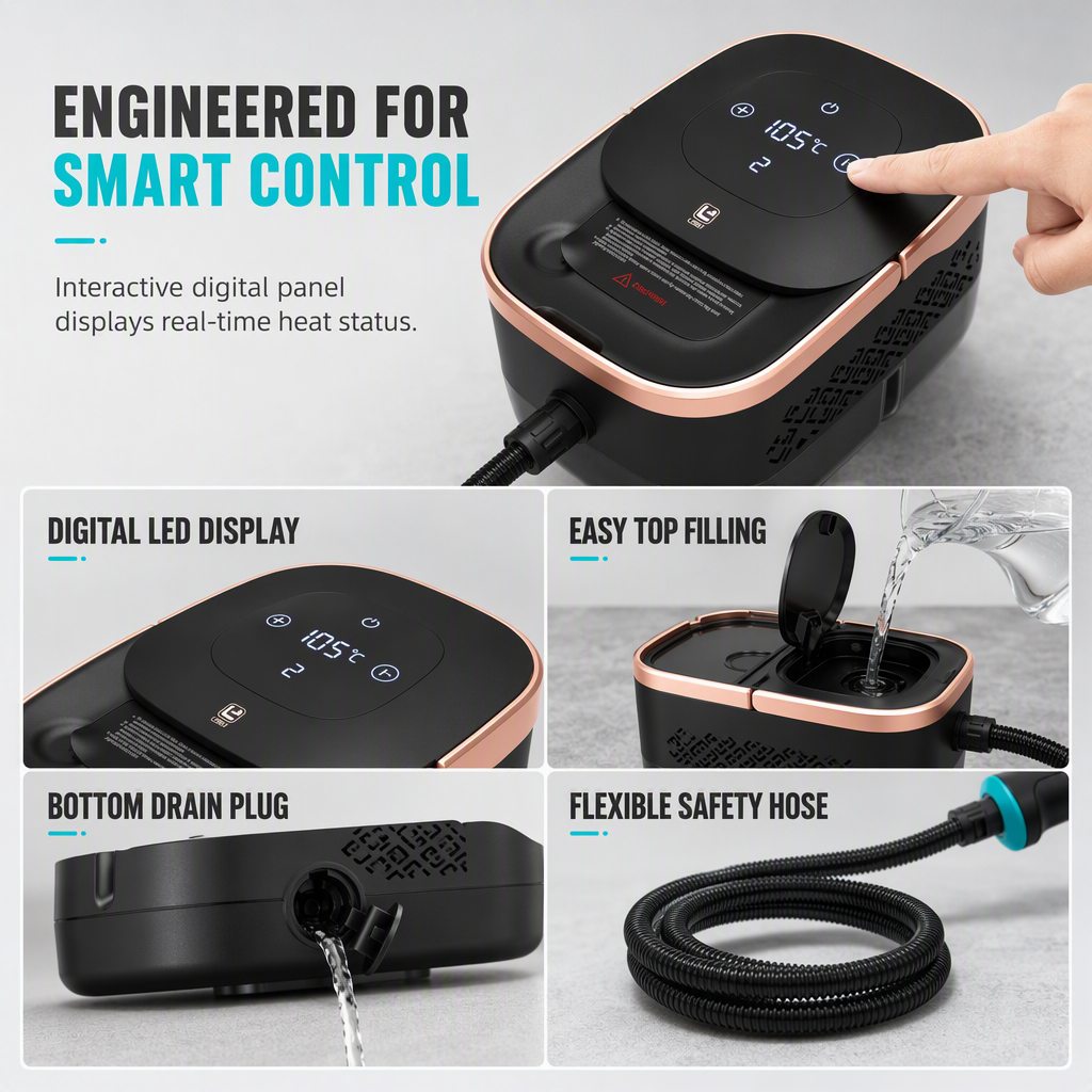 Multifunctional High Temperature High Pressure Steam Cleaner with Digital Display for Household Kitchen Cleaning