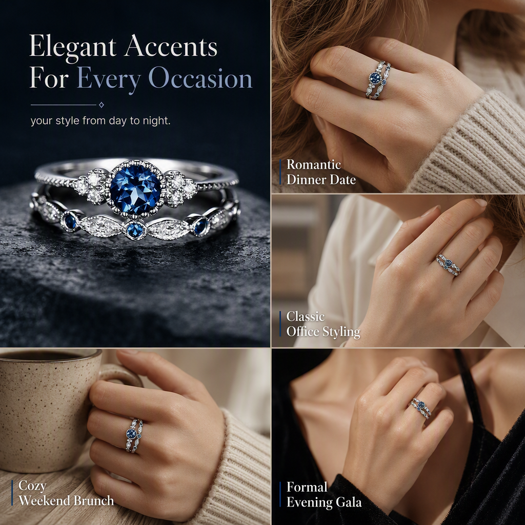 Women's Fashion Micro Pave Zircon Ring with Imitation Gemstone for Engagement and Couples