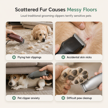 🐾 50% OFF! ✨ Low Noise Pet Grooming Kit – Dual Motor Vacuum Clippers, Safe Rounded Blades & Powerful Vortex Suction – Mess-Free Hair Capture for Cats & Dogs ✂️
