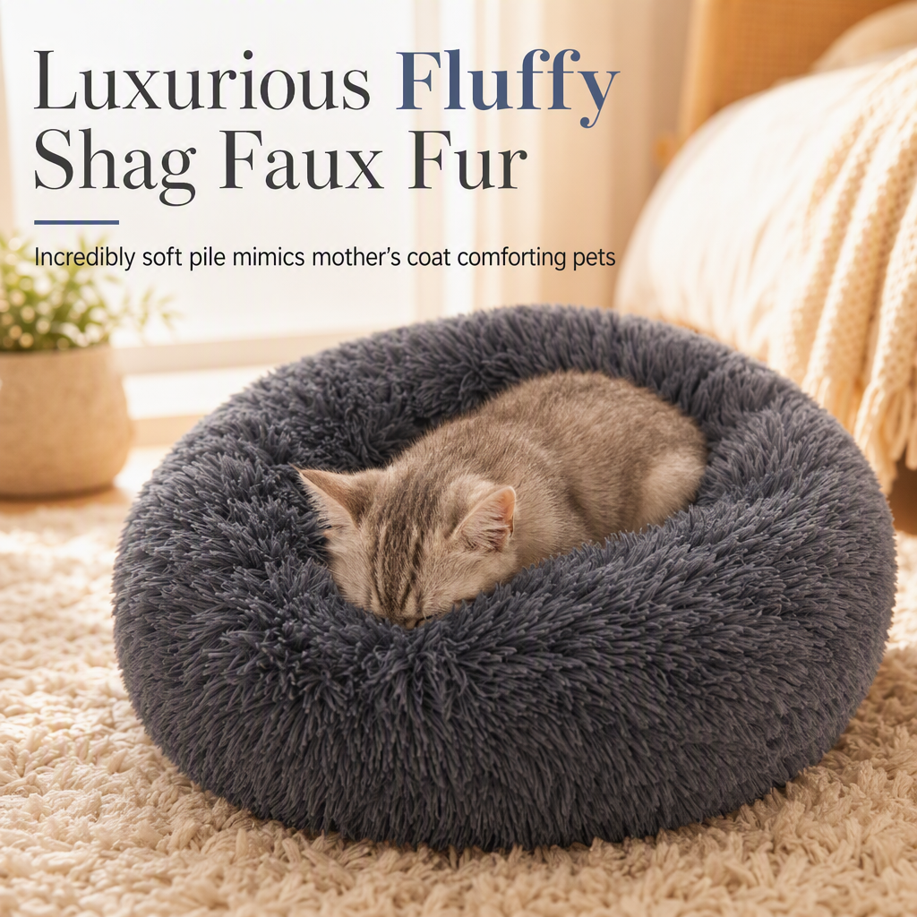 Round Cozy Plush Pet Nest