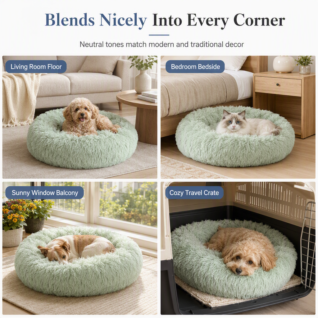 Round Cozy Plush Pet Nest