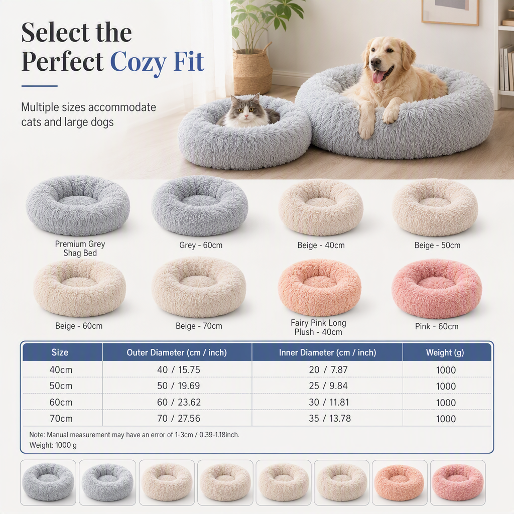 Round Cozy Plush Pet Nest