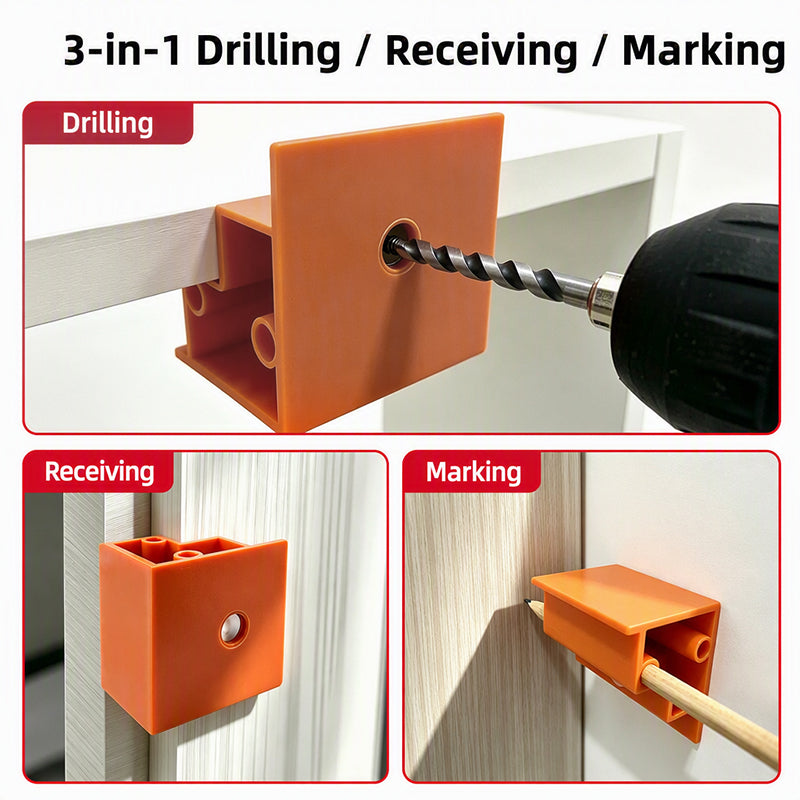 📢📢50% OFF !! ⏰3 in 1 Woodworking Installation Locator and Cabinet Rebounder Drilling with 20 and 23 Dual Use Scribing and Trimming Tool