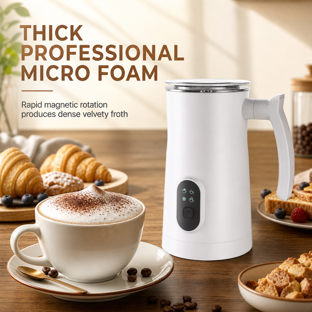 400W Automatic Electric Milk Frother and Hot and Cold Milk Foamer Household Milk Foaming Mixing Cup for Coffee