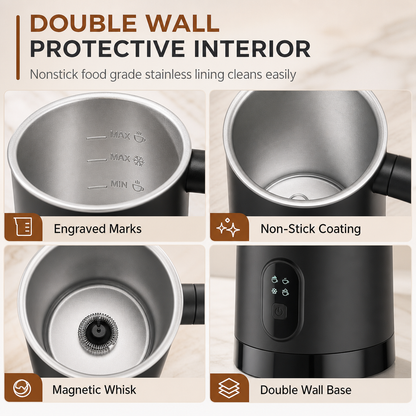 400W Automatic Electric Milk Frother and Hot and Cold Milk Foamer Household Milk Foaming Mixing Cup for Coffee