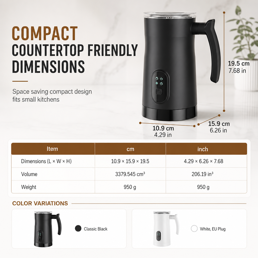 400W Automatic Electric Milk Frother and Hot and Cold Milk Foamer Household Milk Foaming Mixing Cup for Coffee