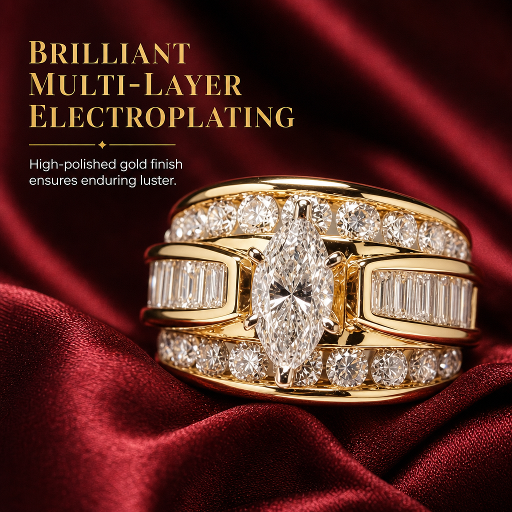 Plated Cubic Zirconia Engagement Ring Fashion Jewelry