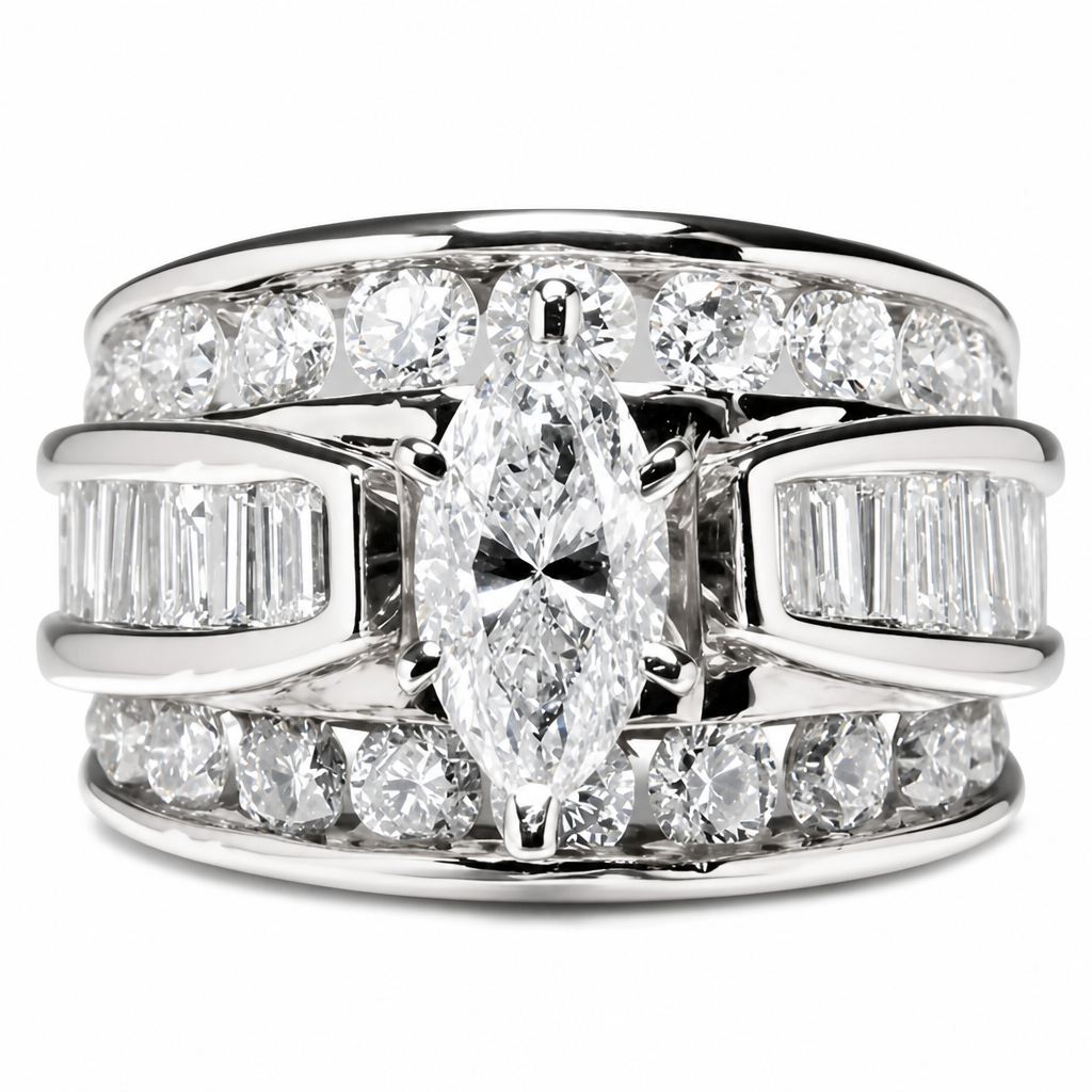 Plated Cubic Zirconia Engagement Ring Fashion Jewelry