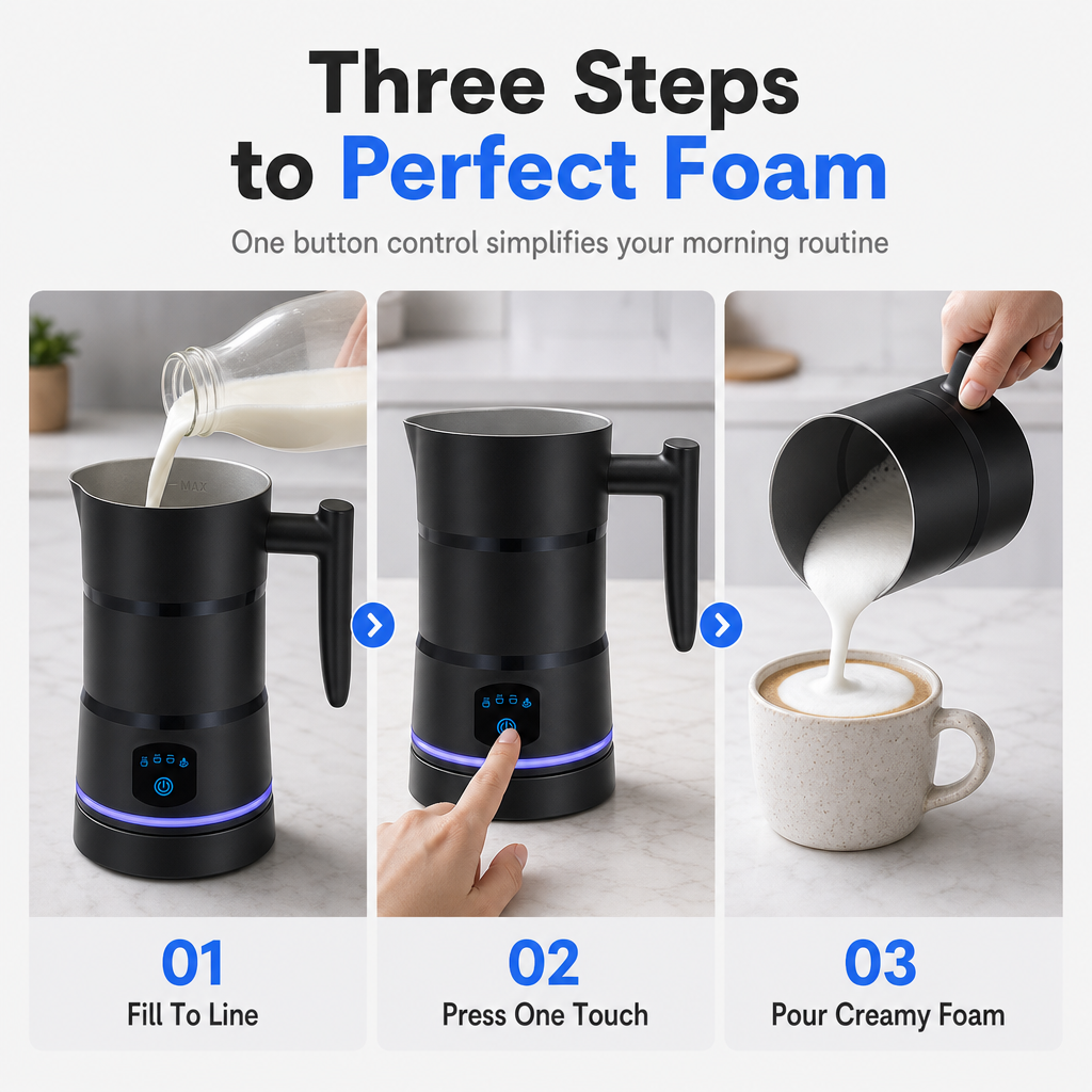 Electric Magnetic Levitation Milk Frother and Warmer Jug High Hot and Cold Milk Foamer for Home Use