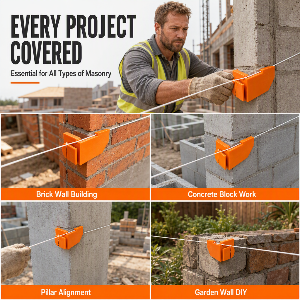 Right Angle Bricklaying Line Runner Clamps Masonry Wire Drawer and Brick Fixing Tool for Construction