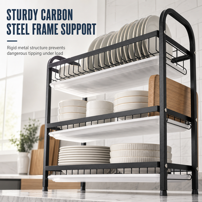Kitchen Countertop Dish Drying Rack and Bowl Plate Storage Organizer Shelf for Small Spaces