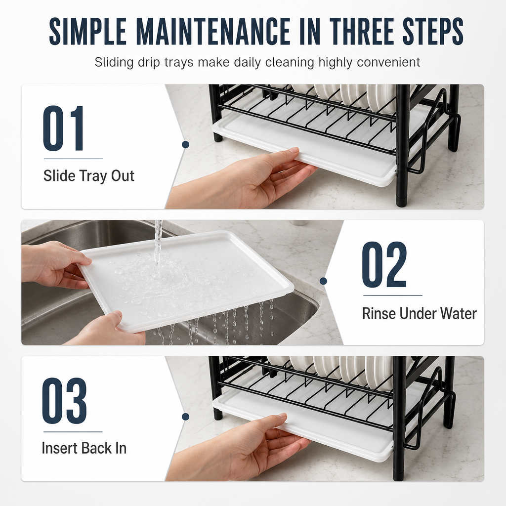 Kitchen Countertop Dish Drying Rack and Bowl Plate Storage Organizer Shelf for Small Spaces