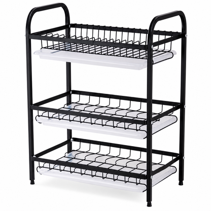 Kitchen Countertop Dish Drying Rack and Bowl Plate Storage Organizer Shelf for Small Spaces