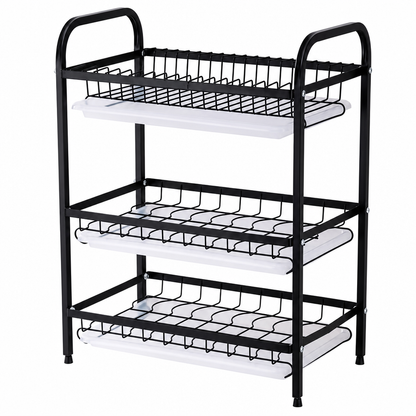 Kitchen Countertop Dish Drying Rack and Bowl Plate Storage Organizer Shelf for Small Spaces