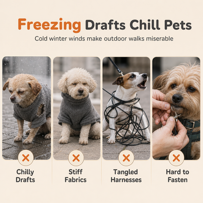 Warm Winter Dog Coat with Reflective Strips and Harness for Small and Medium Dogs
