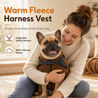 Warm Winter Dog Coat with Reflective Strips and Harness for Small and Medium Dogs