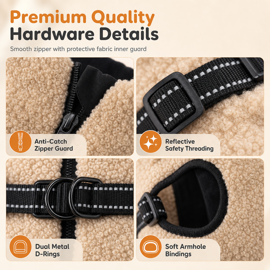 Warm Winter Dog Coat with Reflective Strips and Harness for Small and Medium Dogs