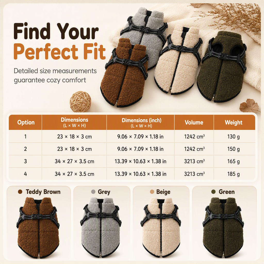 Warm Winter Dog Coat with Reflective Strips and Harness for Small and Medium Dogs