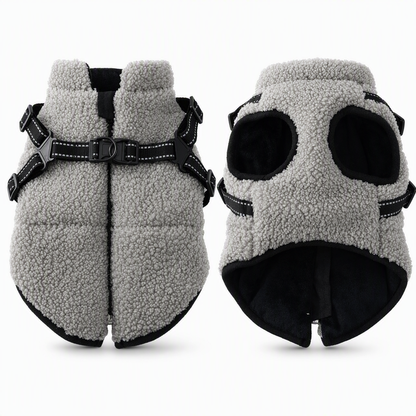 Warm Winter Dog Coat with Reflective Strips and Harness for Small and Medium Dogs