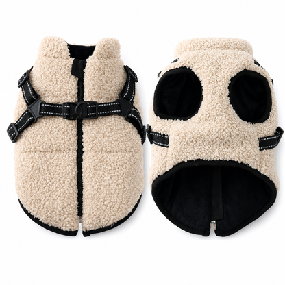Warm Winter Dog Coat with Reflective Strips and Harness for Small and Medium Dogs