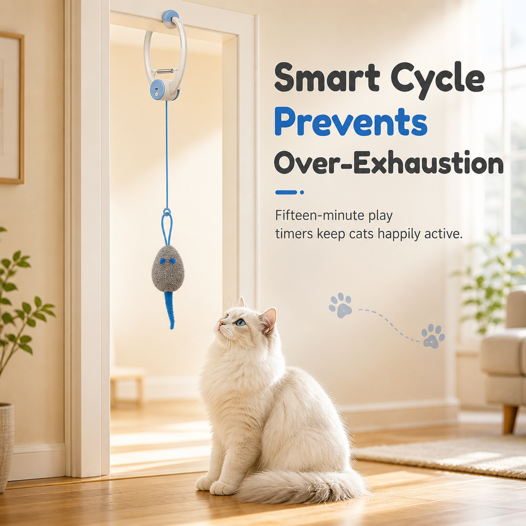 Automatic Hanging Toy with Door Frame Clip Electric Bouncing Mouse Interactive Toy for Pets