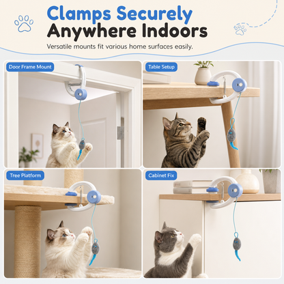 Automatic Hanging Toy with Door Frame Clip Electric Bouncing Mouse Interactive Toy for Pets
