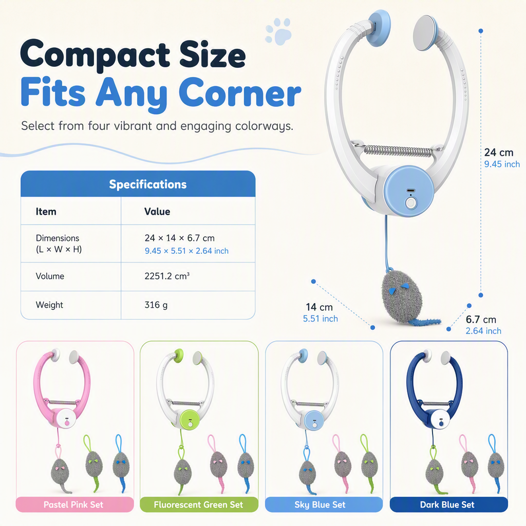 Automatic Hanging Toy with Door Frame Clip Electric Bouncing Mouse Interactive Toy for Pets