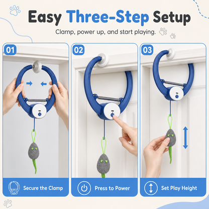 Automatic Hanging Toy with Door Frame Clip Electric Bouncing Mouse Interactive Toy for Pets