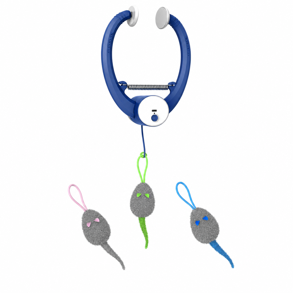 Automatic Hanging Toy with Door Frame Clip Electric Bouncing Mouse Interactive Toy for Pets