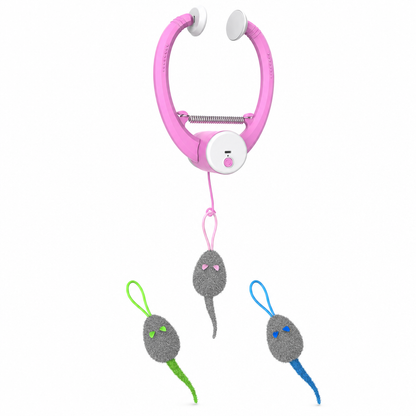 Automatic Hanging Toy with Door Frame Clip Electric Bouncing Mouse Interactive Toy for Pets