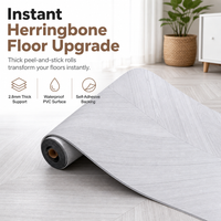 Self Adhesive PVC Floor and Wall Sticker Roll Wear Resistant Herringbone Pattern Flooring Decal for Home and Office 60cm x 3m