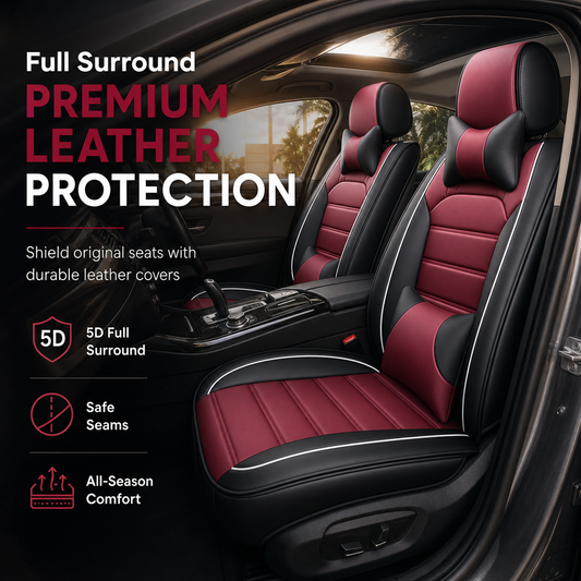 ⏳Time-Limited Special⏰Full-Coverage Leather Car Seat Covers – All-Season Protection, 5D Surround & Safety Split Seams – Universal Fit 🛡️