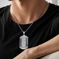 🛡️ 50% OFF! ✨ Men's Protective Pendant – Bold Stainless Steel Design, Vintage Religious Detailing & Colorful Stone Accents – Streetwear Edge with Everyday Confidence 🔱