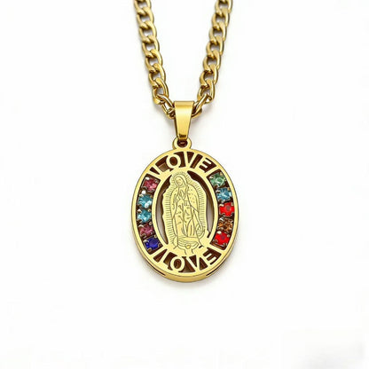 🛡️ 50% OFF! ✨ Men's Protective Pendant – Bold Stainless Steel Design, Vintage Religious Detailing & Colorful Stone Accents – Streetwear Edge with Everyday Confidence 🔱