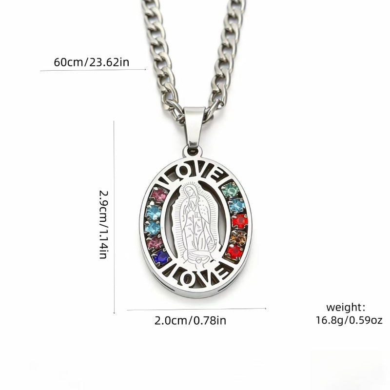🛡️ 50% OFF! ✨ Men's Protective Pendant – Bold Stainless Steel Design, Vintage Religious Detailing & Colorful Stone Accents – Streetwear Edge with Everyday Confidence 🔱