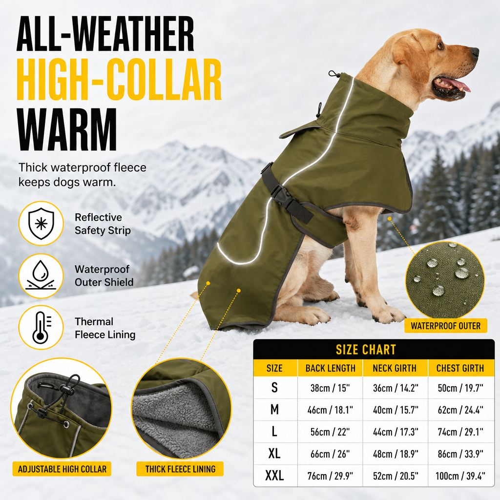 Thickened Warm Winter Dog Coat Cotton Padded for Medium and Large Dogs