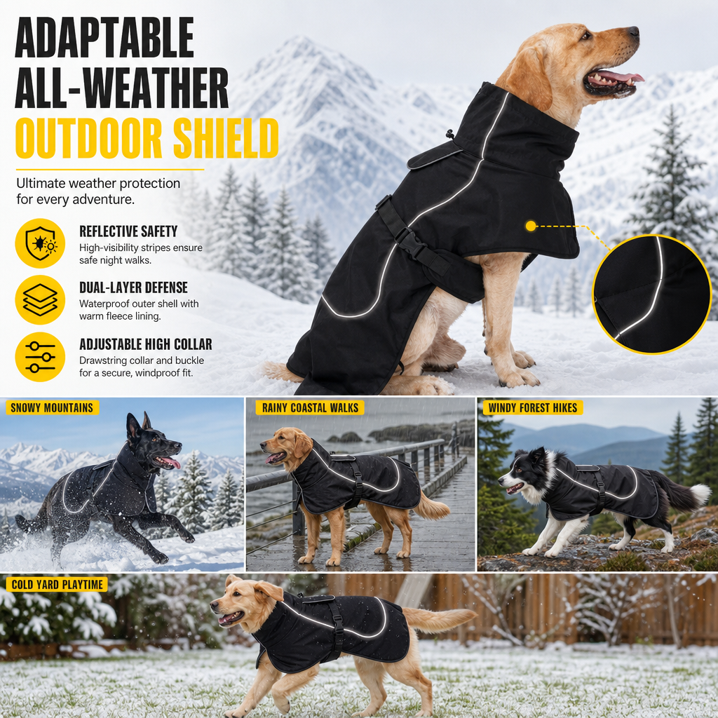 Thickened Warm Winter Dog Coat Cotton Padded for Medium and Large Dogs