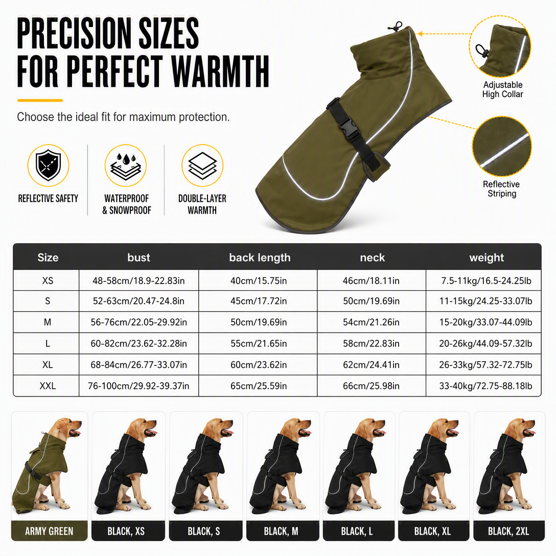 Thickened Warm Winter Dog Coat Cotton Padded for Medium and Large Dogs