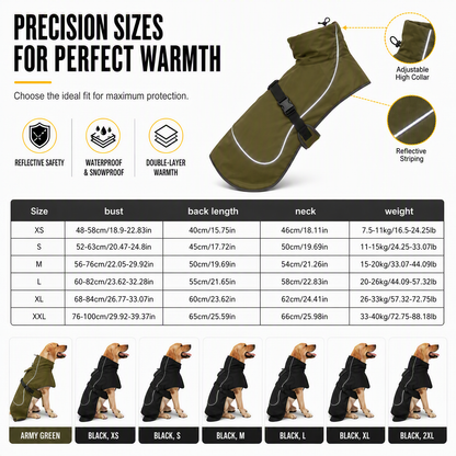 Thickened Warm Winter Dog Coat Cotton Padded for Medium and Large Dogs