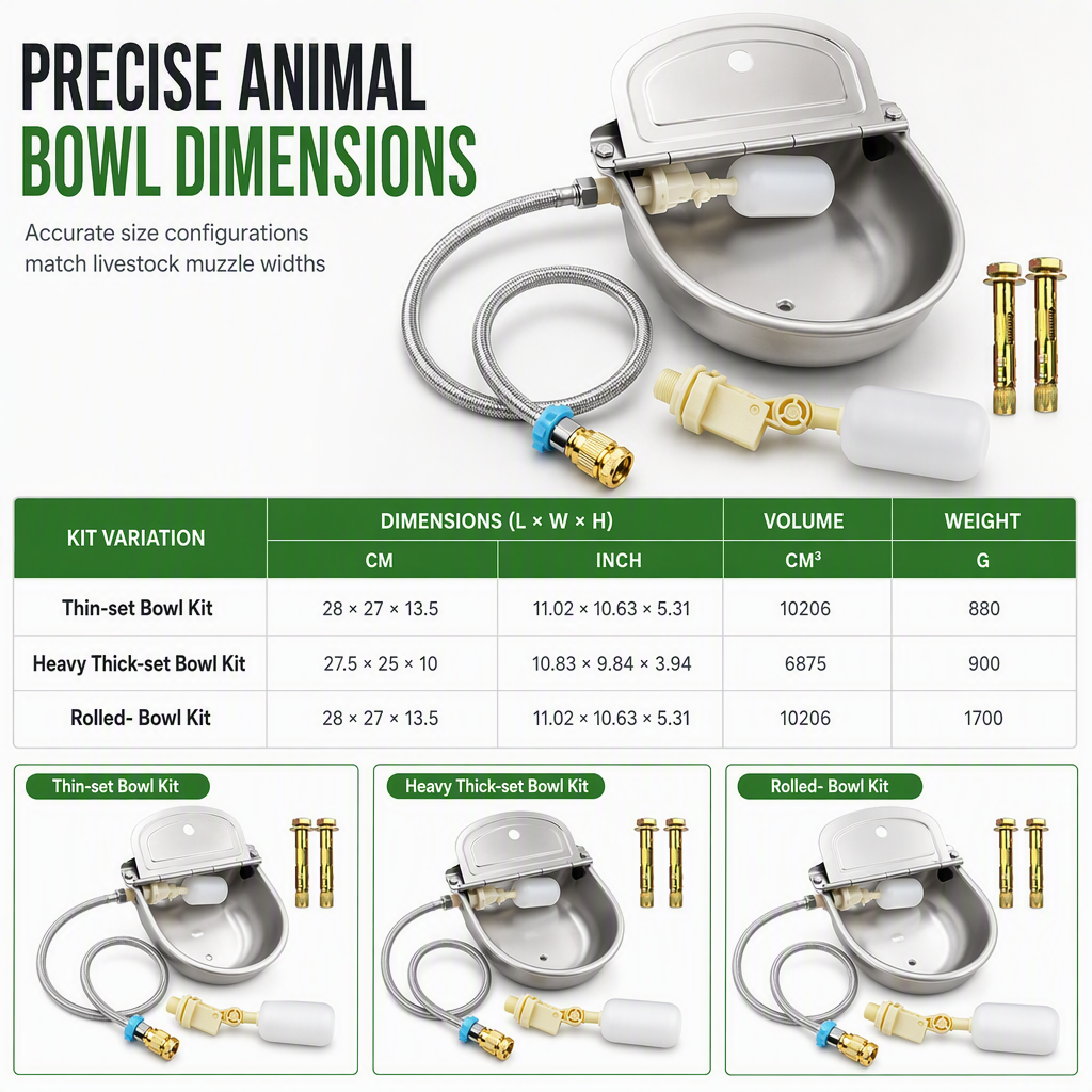 Automatic 304 Stainless Steel Drinking Bowl with Float and Drain Hole for Cattle Horses Sheep and Dogs
