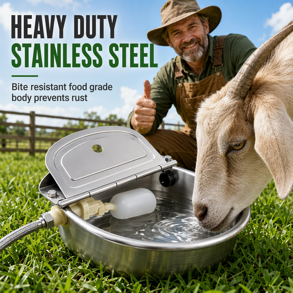 Automatic 304 Stainless Steel Drinking Bowl with Float and Drain Hole for Cattle Horses Sheep and Dogs