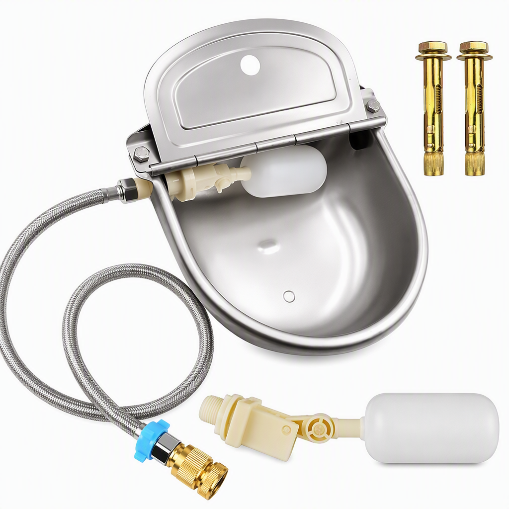 Automatic 304 Stainless Steel Drinking Bowl with Float and Drain Hole for Cattle Horses Sheep and Dogs