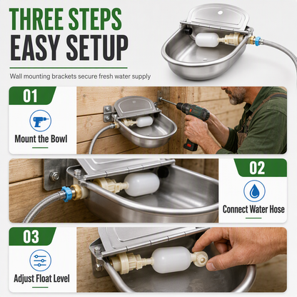 Automatic 304 Stainless Steel Drinking Bowl with Float and Drain Hole for Cattle Horses Sheep and Dogs