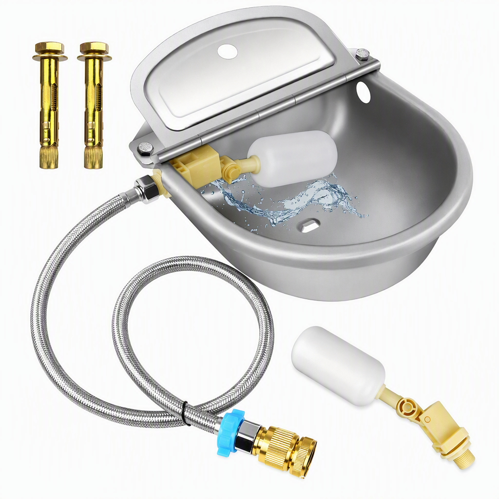 Automatic 304 Stainless Steel Drinking Bowl with Float and Drain Hole for Cattle Horses Sheep and Dogs