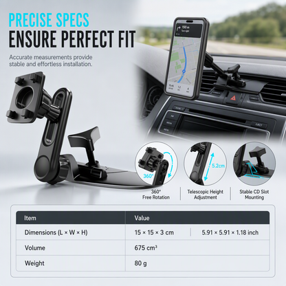 Car CD Slot and Air Vent Adjustable Gravity Phone Mount Holder Bracket Accessory