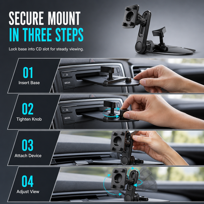 Car CD Slot and Air Vent Adjustable Gravity Phone Mount Holder Bracket Accessory